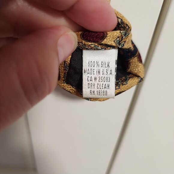 Disney Parks Mickey Mouse 100% Silk Novelty Necktie Yellow Rust Blue Gold - Picture 10 of 11